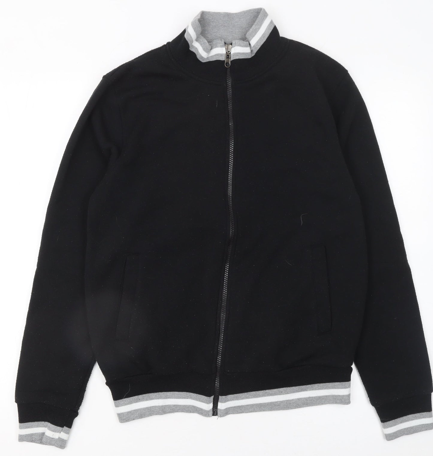 KOMBLEN Mens Black Medium Varsity Jacket Full Zip Cotton Blend