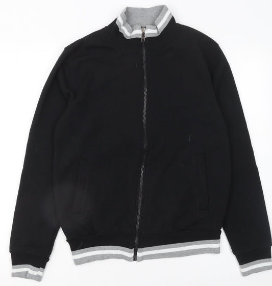 KOMBLEN Mens Black Medium Varsity Jacket Full Zip Cotton Blend