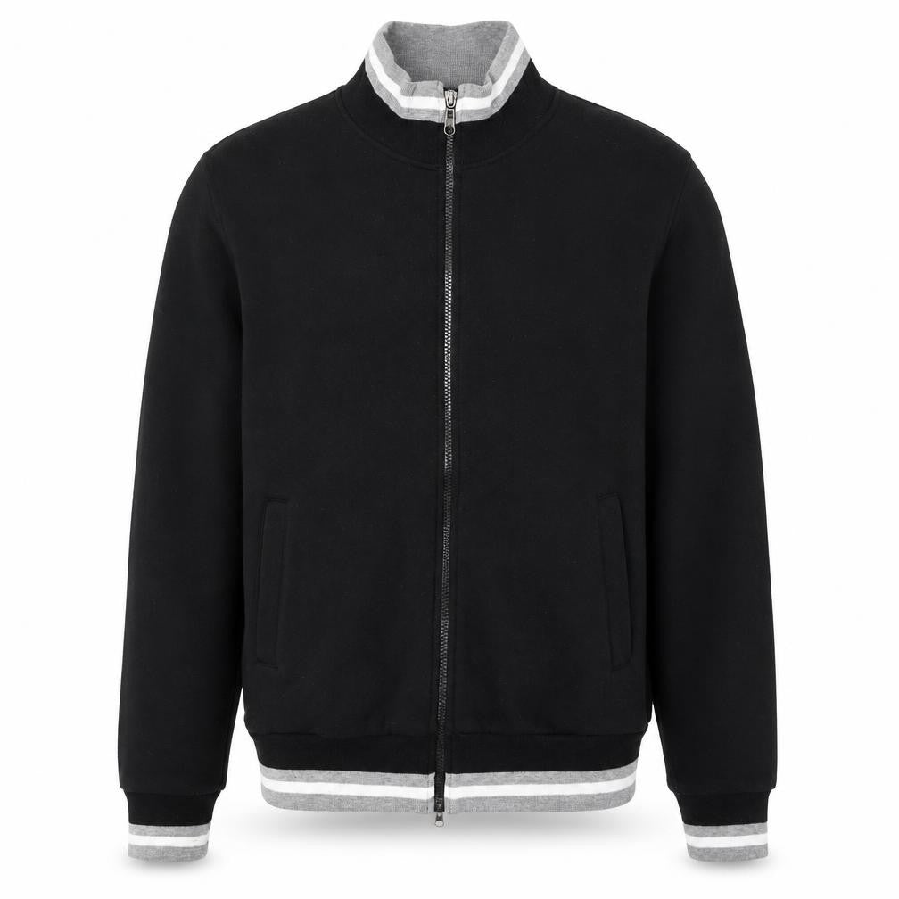 KOMBLEN Mens Black Medium Varsity Jacket Full Zip Cotton Blend