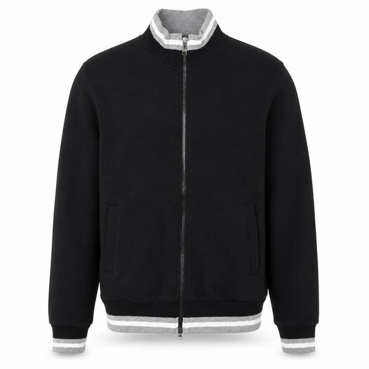 KOMBLEN Mens Black Medium Varsity Jacket Full Zip Cotton Blend