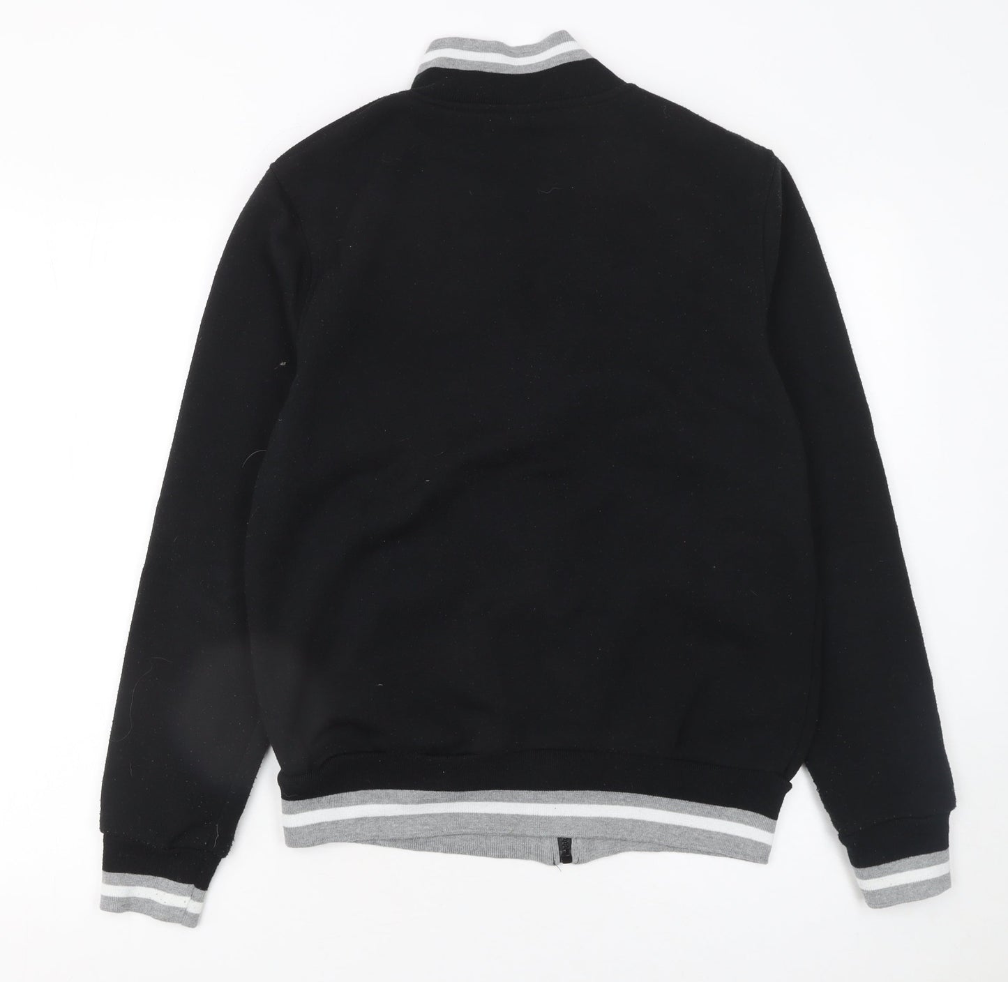KOMBLEN Mens Black Medium Varsity Jacket Full Zip Cotton Blend