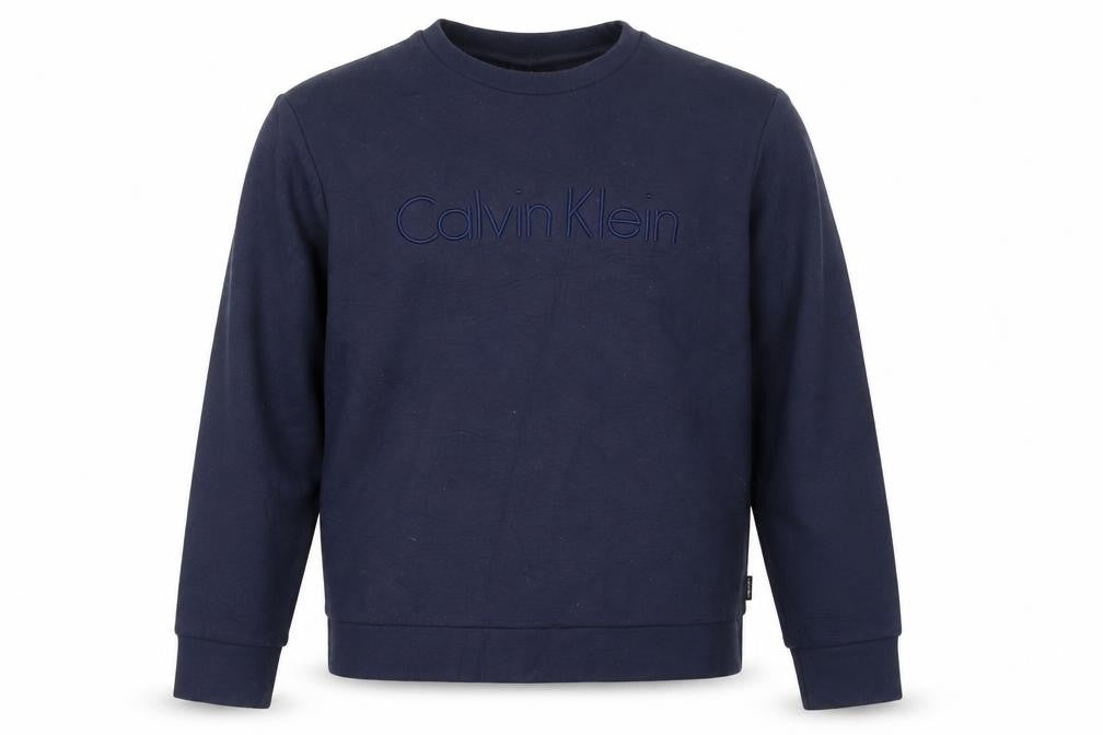 Calvin Klein Men Blue XL Pullover Sweatshirt Embroidered Logo