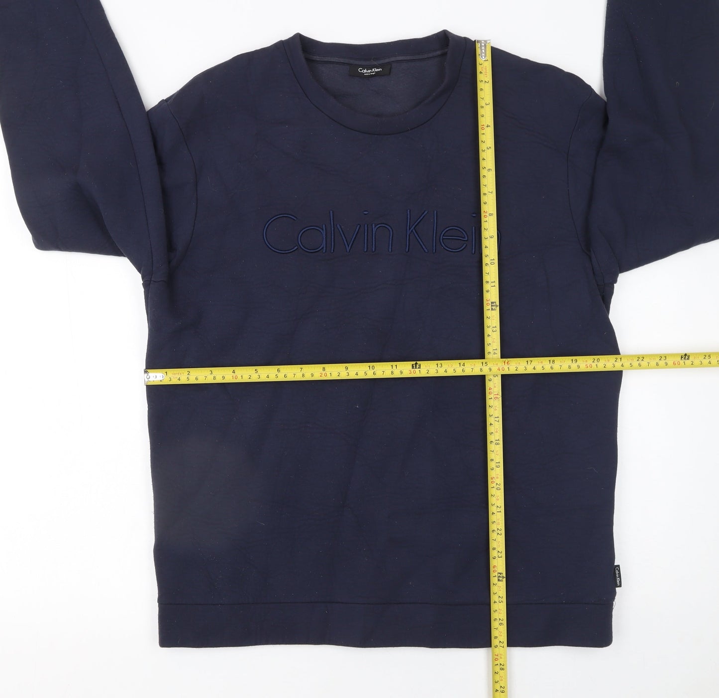 Calvin Klein Men Blue XL Pullover Sweatshirt Embroidered Logo