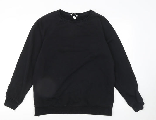 H&M Mama Women's Black Maternity Sweatshirt Size 12 Cotton Blend Zip Detail