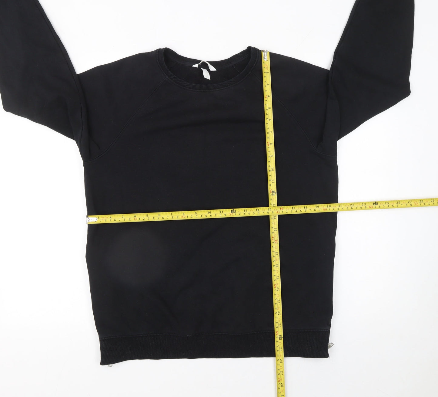 H&M Mama Women's Black Maternity Sweatshirt Size 12 Cotton Blend Zip Detail