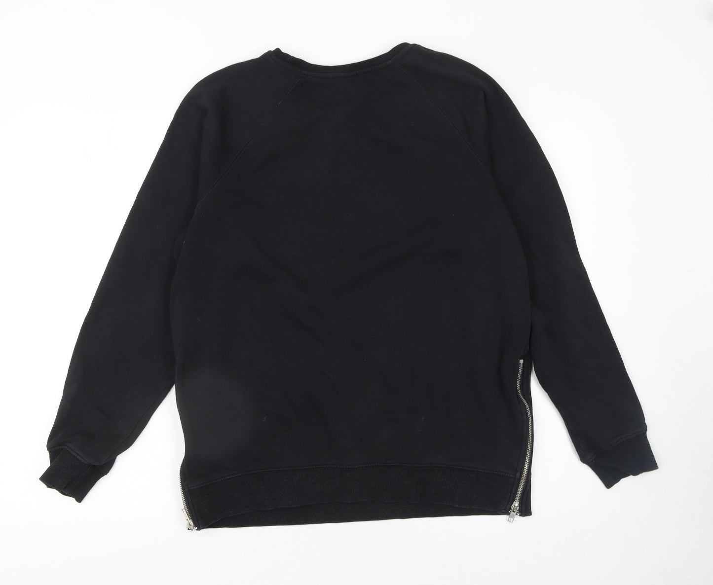 H&M Mama Women's Black Maternity Sweatshirt Size 12 Cotton Blend Zip Detail