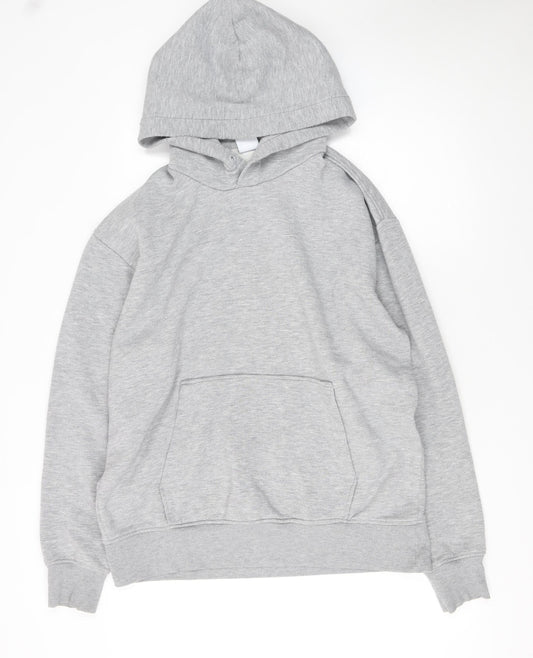 Zara Women Grey Pullover Hoodie L Cotton Blend Casual Warm
