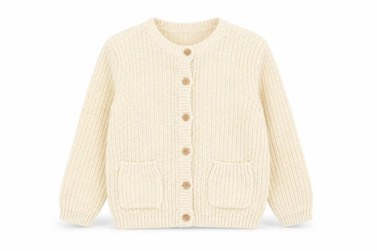 George Girls Ivory Button-Up Cotton Acrylic Cardigan 5-6 Years