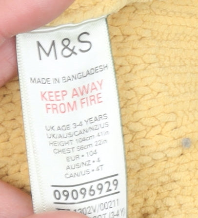 Marks and Spencer Girls Beige Cable Knit Button Cardigan 3-4 Years