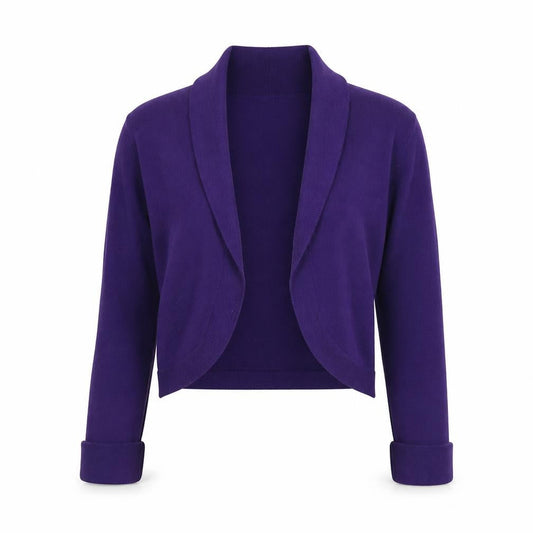 Phase Eight Women Purple Knit Cropped Cardigan Size 10