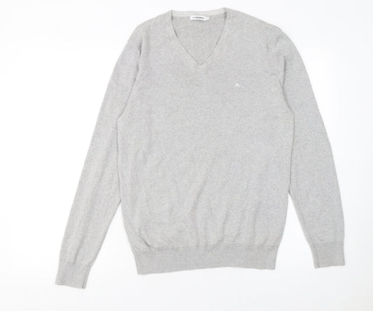 J.Lindeberg Men’s Grey V-Neck Cashmere Jumper Size M