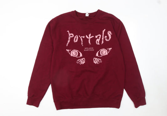 JustHoods AWDis Womens Burgundy Portals Sweatshirt Size L Cotton Blend