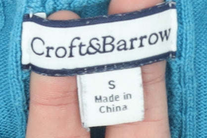 Croft & Barrow Women’s Blue Cable-Knit Cotton Henley Jumper Size S