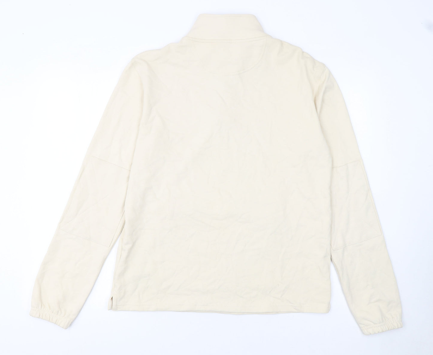 Marks and Spencer Men's Beige 1/4 Zip Cotton Sweatshirt Size S
