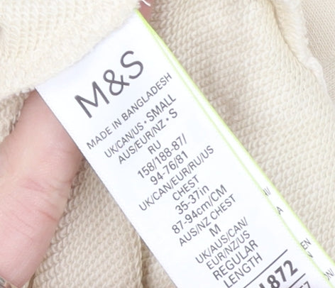 Marks and Spencer Men's Beige 1/4 Zip Cotton Sweatshirt Size S