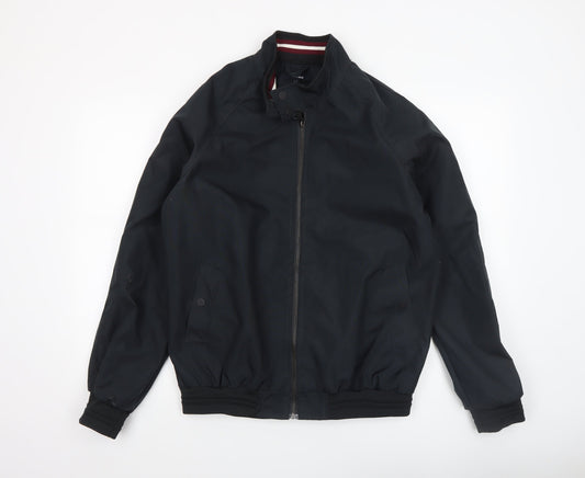 Studio Men's Black Bomber Jacket L Full Zip Polyester Casual