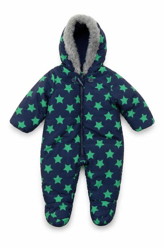 Tu Unisex Baby Blue Star Print Hooded Snowsuit 3-6 Months Winter Padded