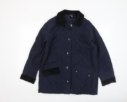 Additional front view of BDG Men’s Blue Quilted Mid-Length Jacket XS Polyester