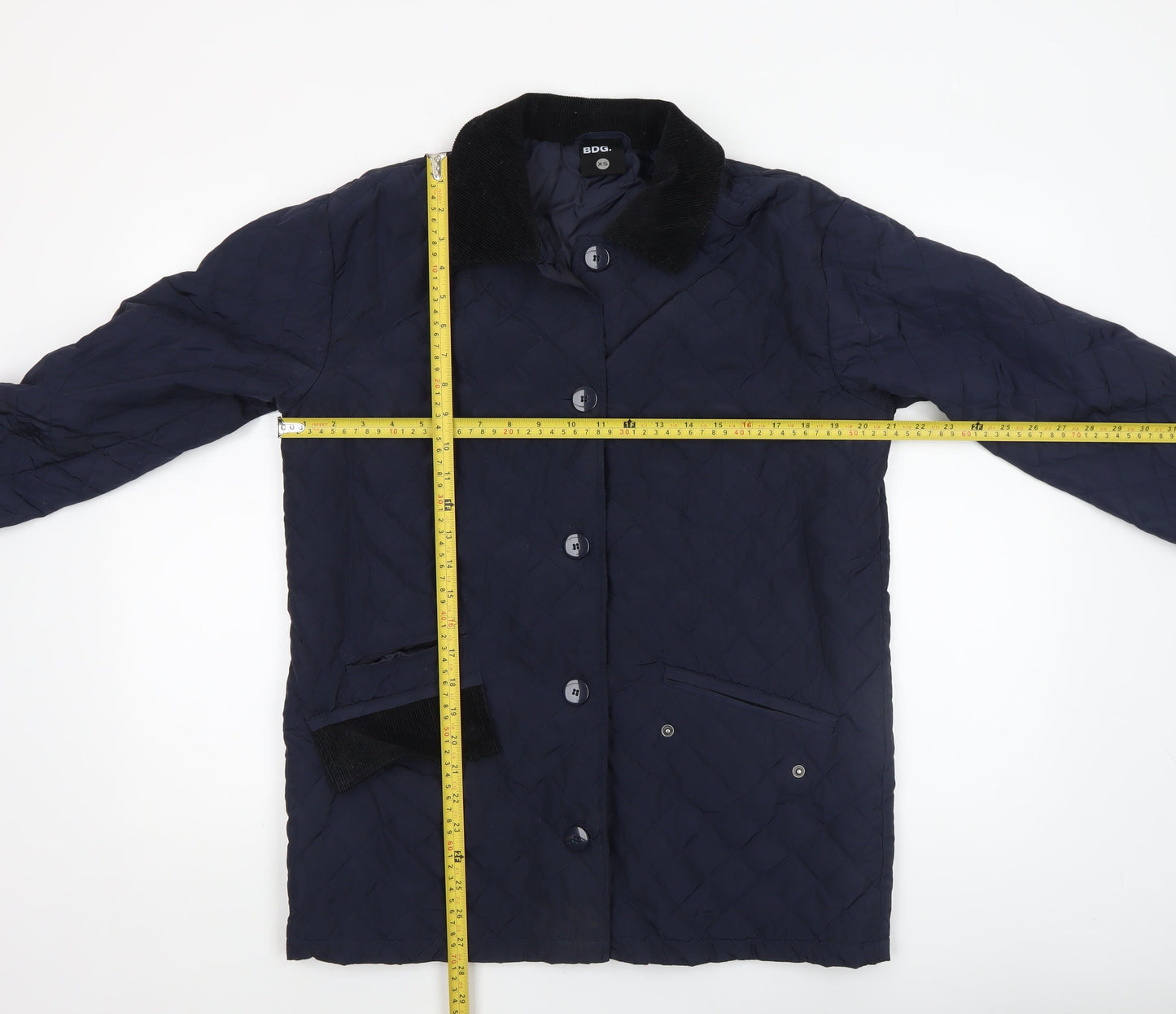 BDG Men’s Blue Quilted Mid-Length Jacket XS Polyester