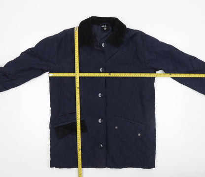 Back view of BDG Men’s Blue Quilted Mid-Length Jacket XS Polyester