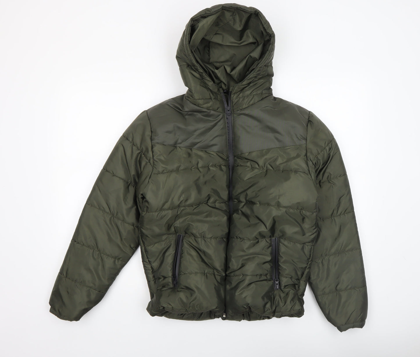 Rising Womens Green XL Puffer Jacket Hooded Full Zip Winter Coat
