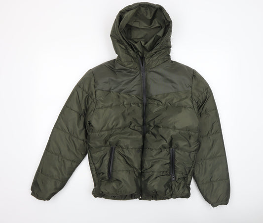 Rising Womens Green XL Puffer Jacket Hooded Full Zip Winter Coat
