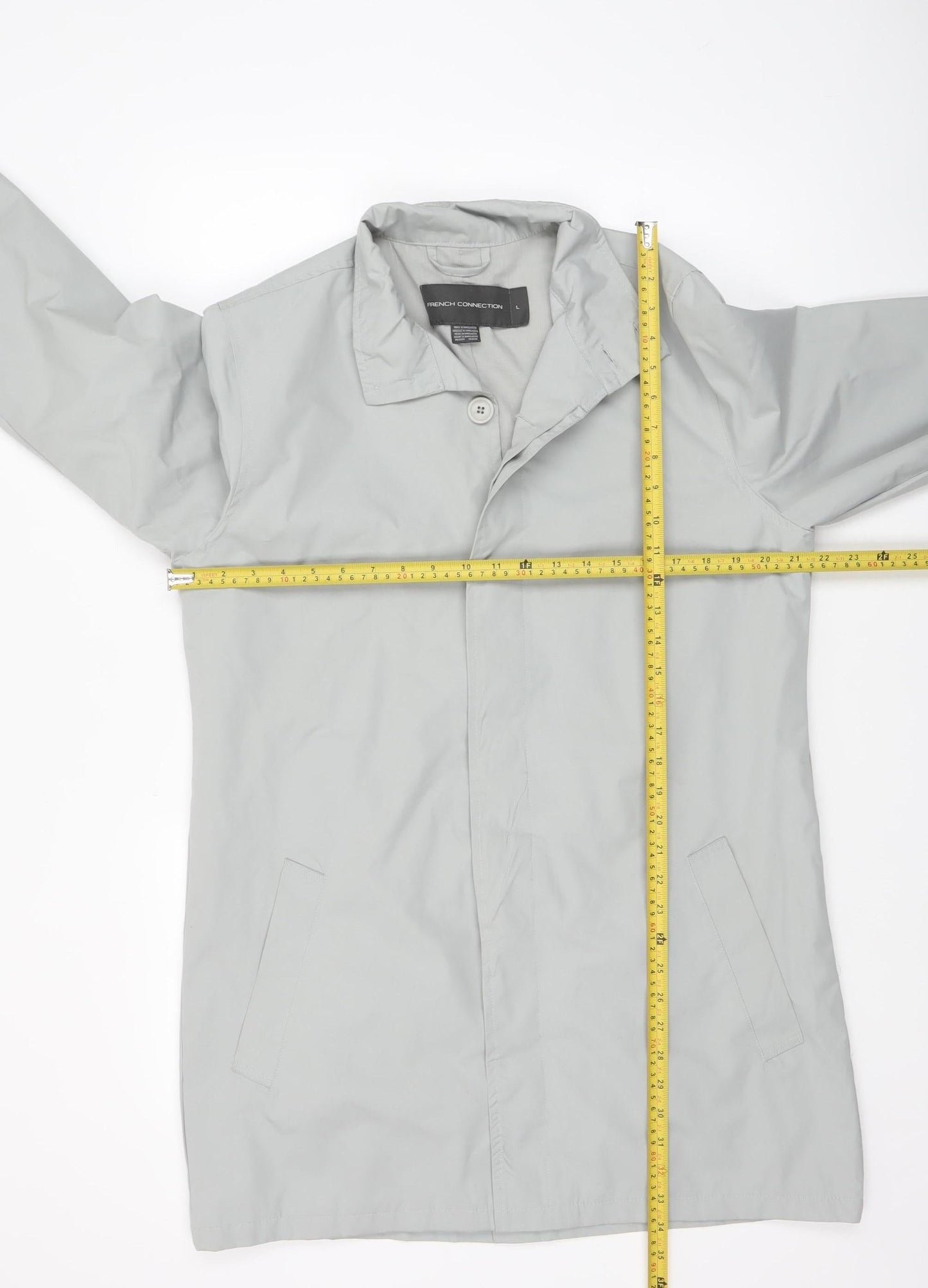 French Connection Women's Grey Mid-Length Rain Coat L