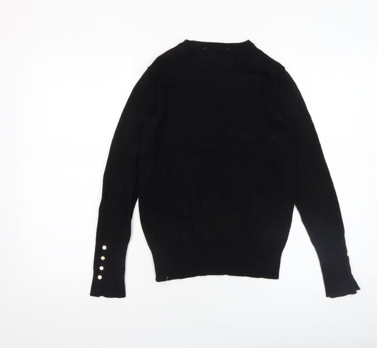 Richmond Women's Black Wool Crew Neck Long Sleeve Pullover Jumper Size S