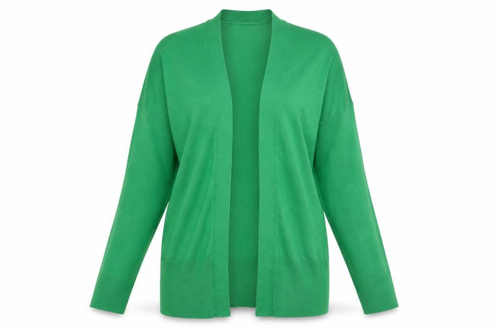 Nutmeg Women Green Open Front Long Sleeve Cardigan Size 10