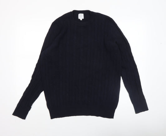 John Lewis Men’s Blue Cotton Cashmere Cable-Knit Jumper M