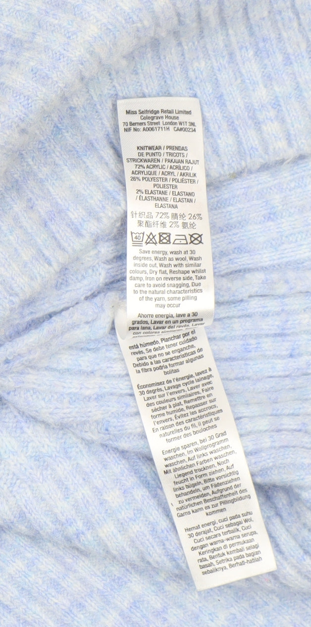 Miss Selfridge Women’s Blue Roll Neck Chunky Knit Jumper Size 8