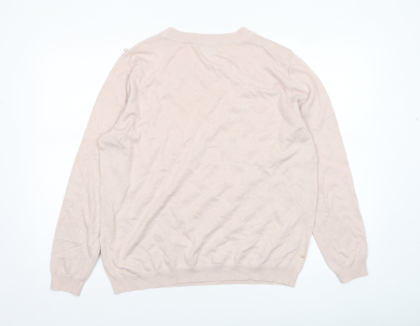 CITY Women Beige Beaded Crew Neck Long Sleeve Jumper XL