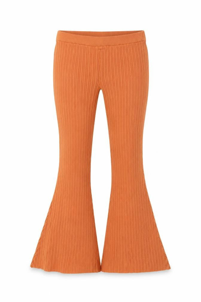 Zara Women Brown Ribbed Flared Stretch Trousers M