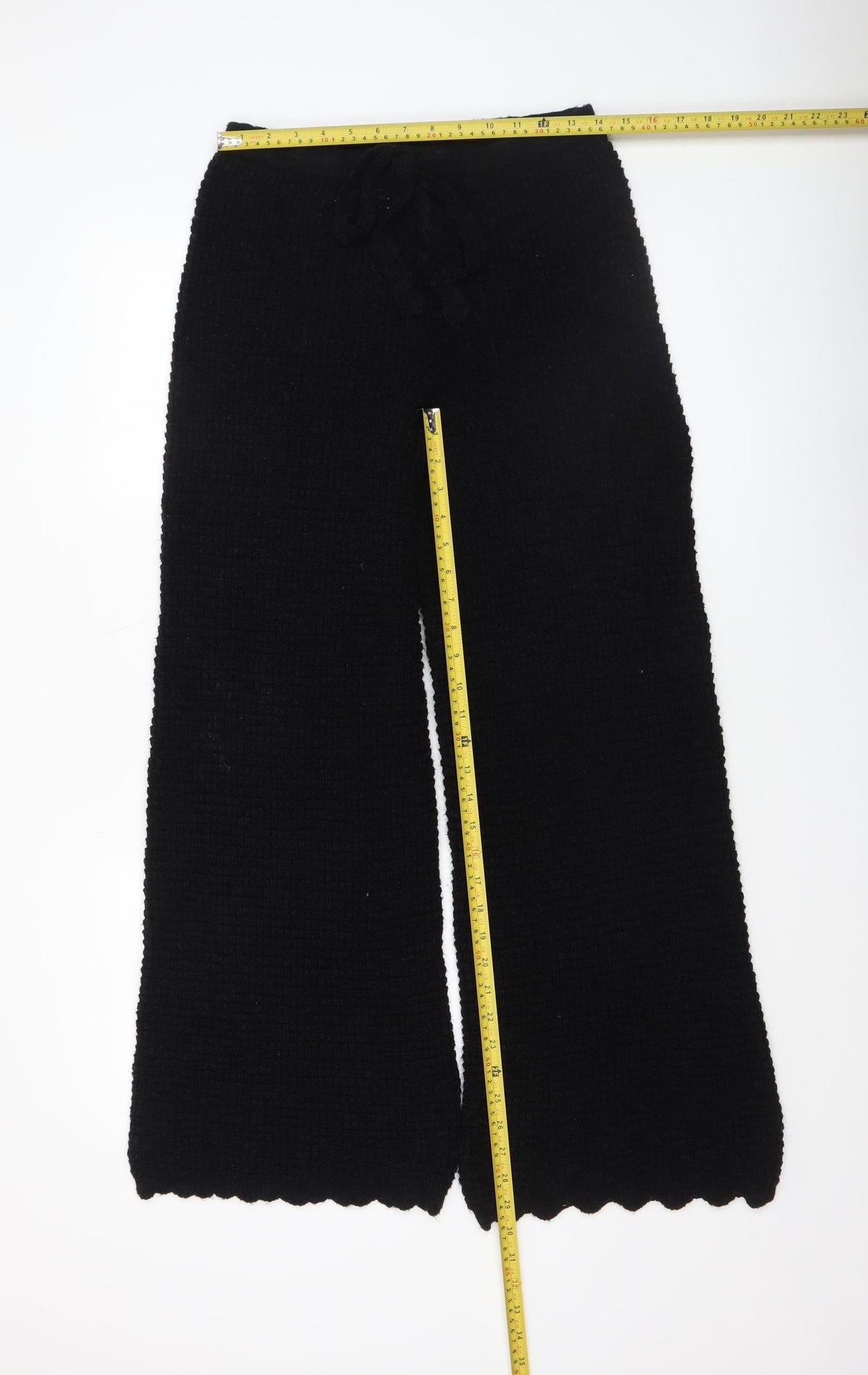 Oasis Women's Black Knit Wide-Leg Drawstring Trousers Size S