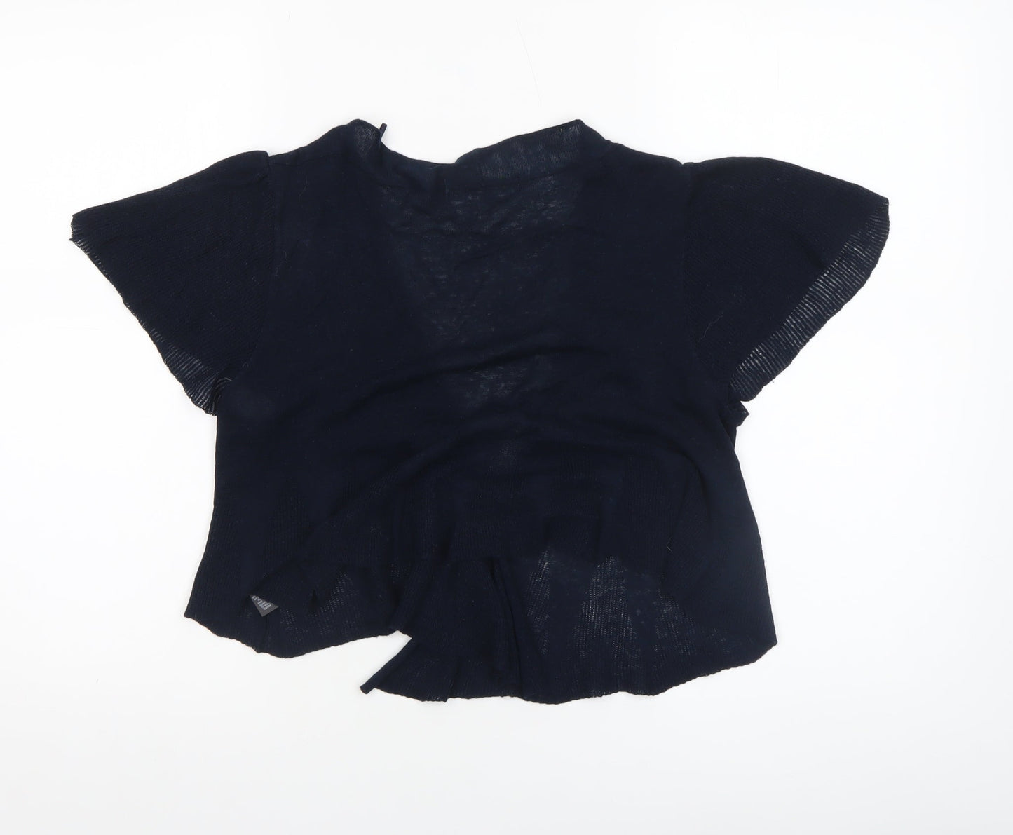Marks and Spencer Women Blue Linen Blend Wrap Short Sleeve Jumper Size 14