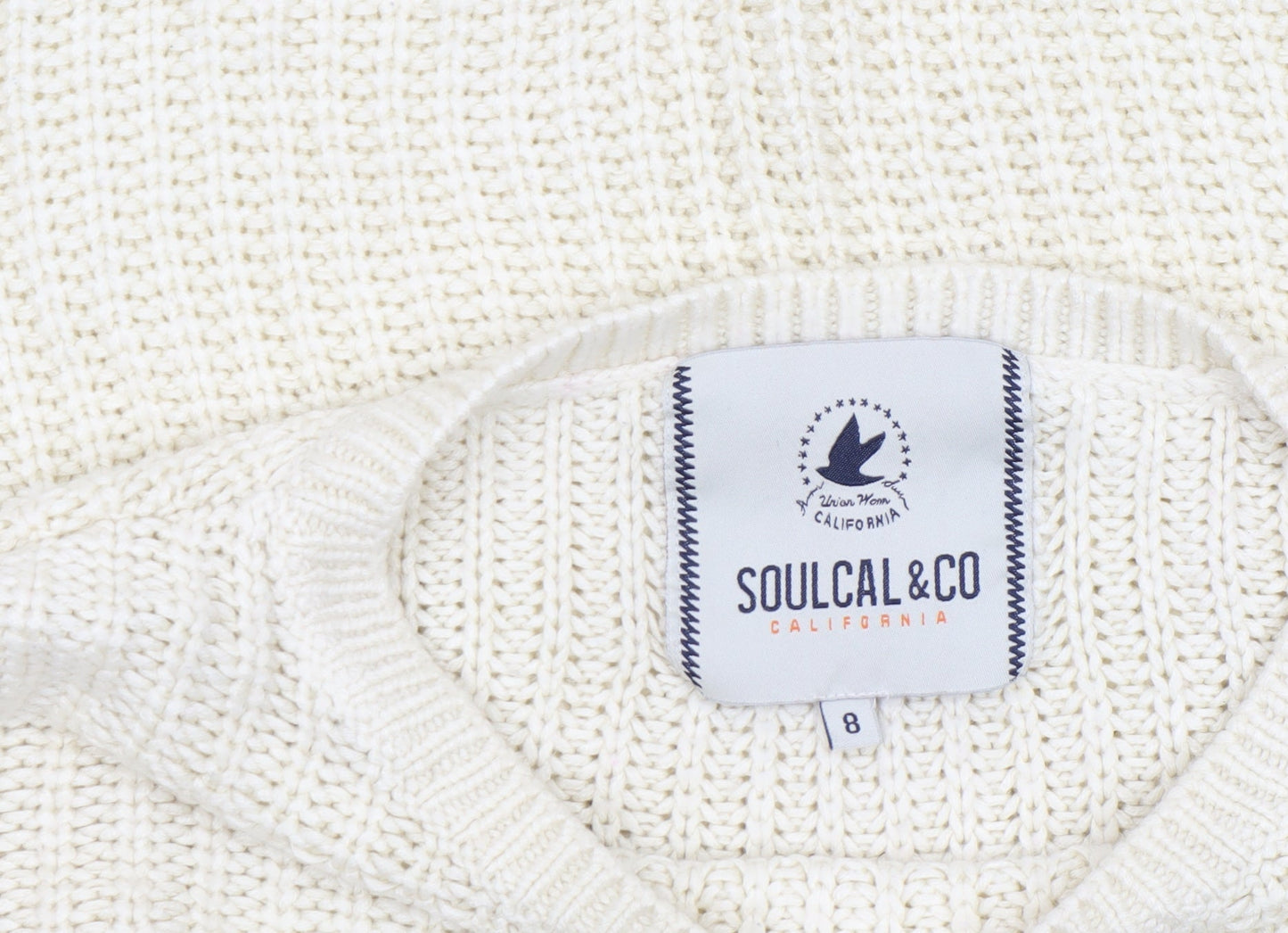 SoulCal & Co Womens Ivory Chunky Knit Jumper Size 8