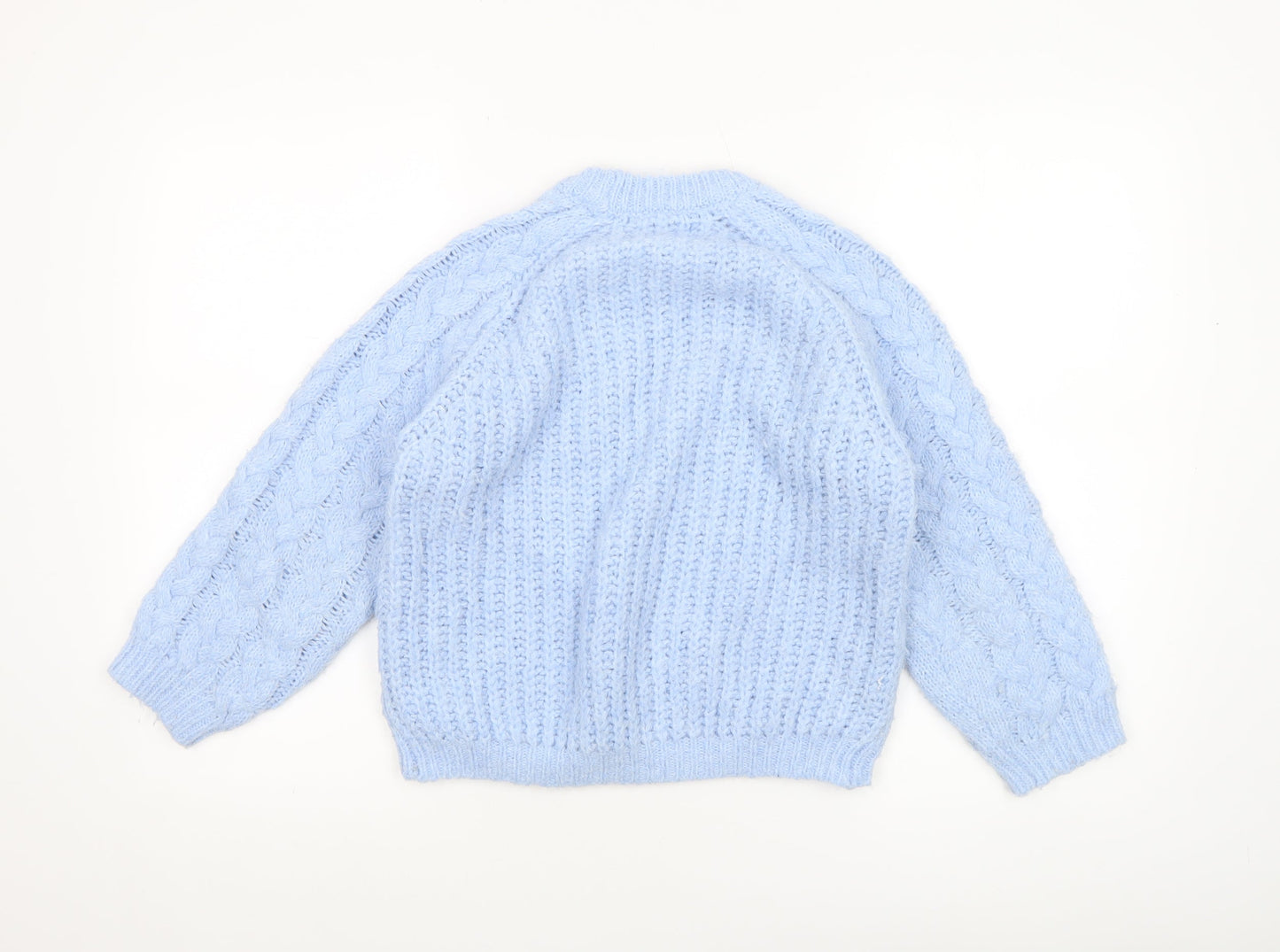 Zara Girls Blue Cable Knit Long Sleeve Pullover Jumper 9-10 Years