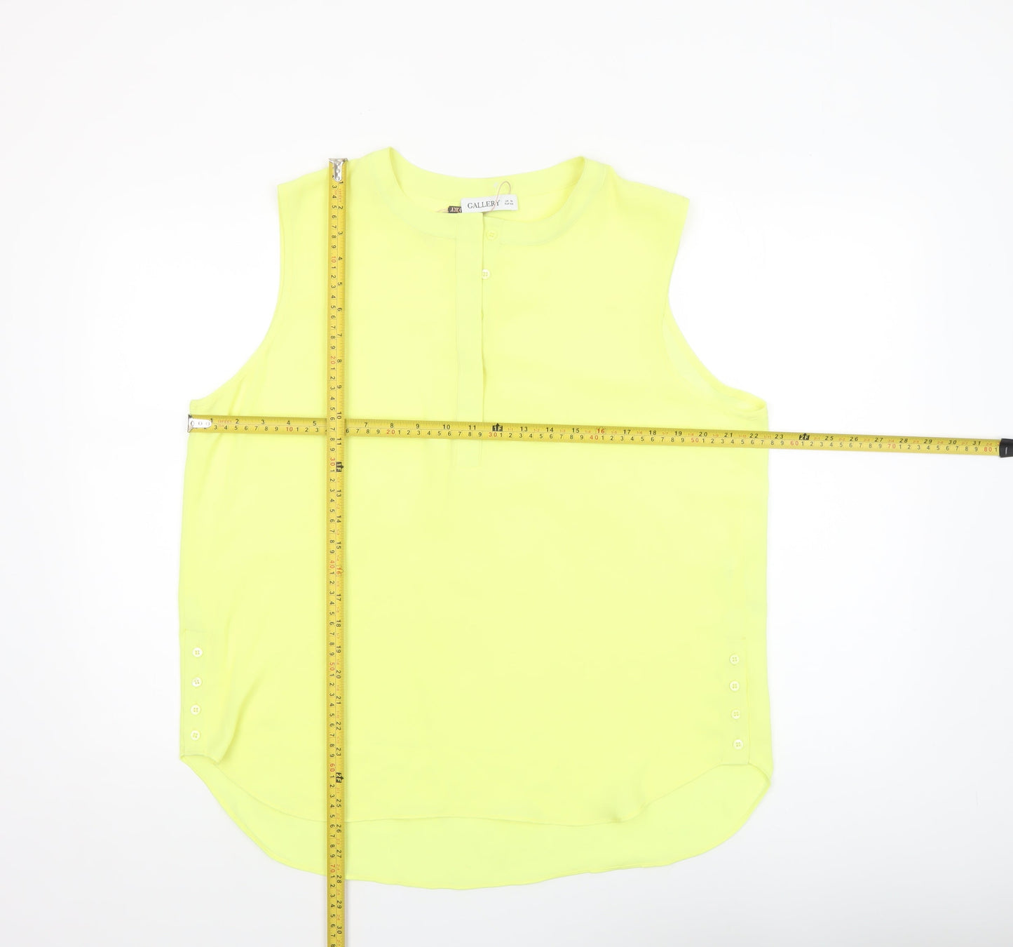 Gallery Women's Yellow Sleeveless Blouse UK 16 Polyester Workwear
