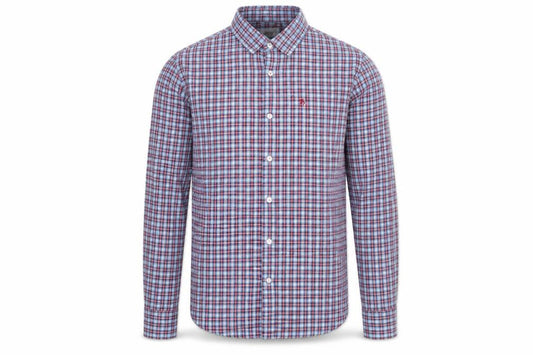 Original Penguin Men's Blue Checked Heritage Slim Fit Long Sleeve Shirt M