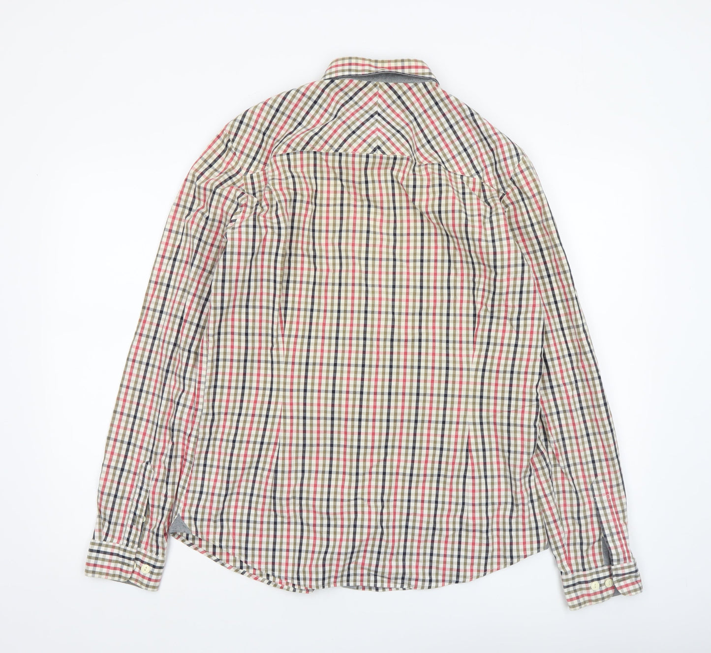 Next Men's Multicoloured Check Cotton Button-Up Shirt M