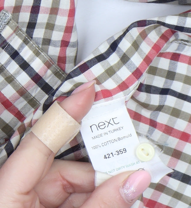 Next Men's Multicoloured Check Cotton Button-Up Shirt M