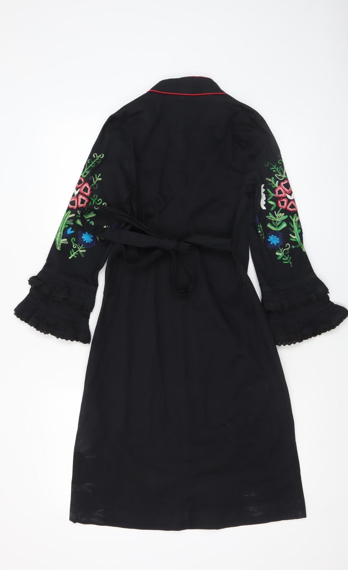 Almatrichi Women’s Black Floral Embroidered Shift Dress Size 8