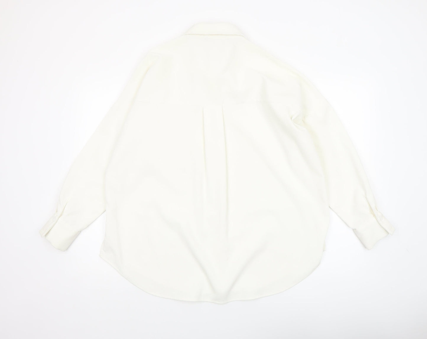 Zara Women Ivory Button-Up Long Sleeve Basic Shirt Size 8