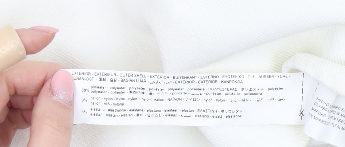 Zara Women Ivory Button-Up Long Sleeve Basic Shirt Size 8