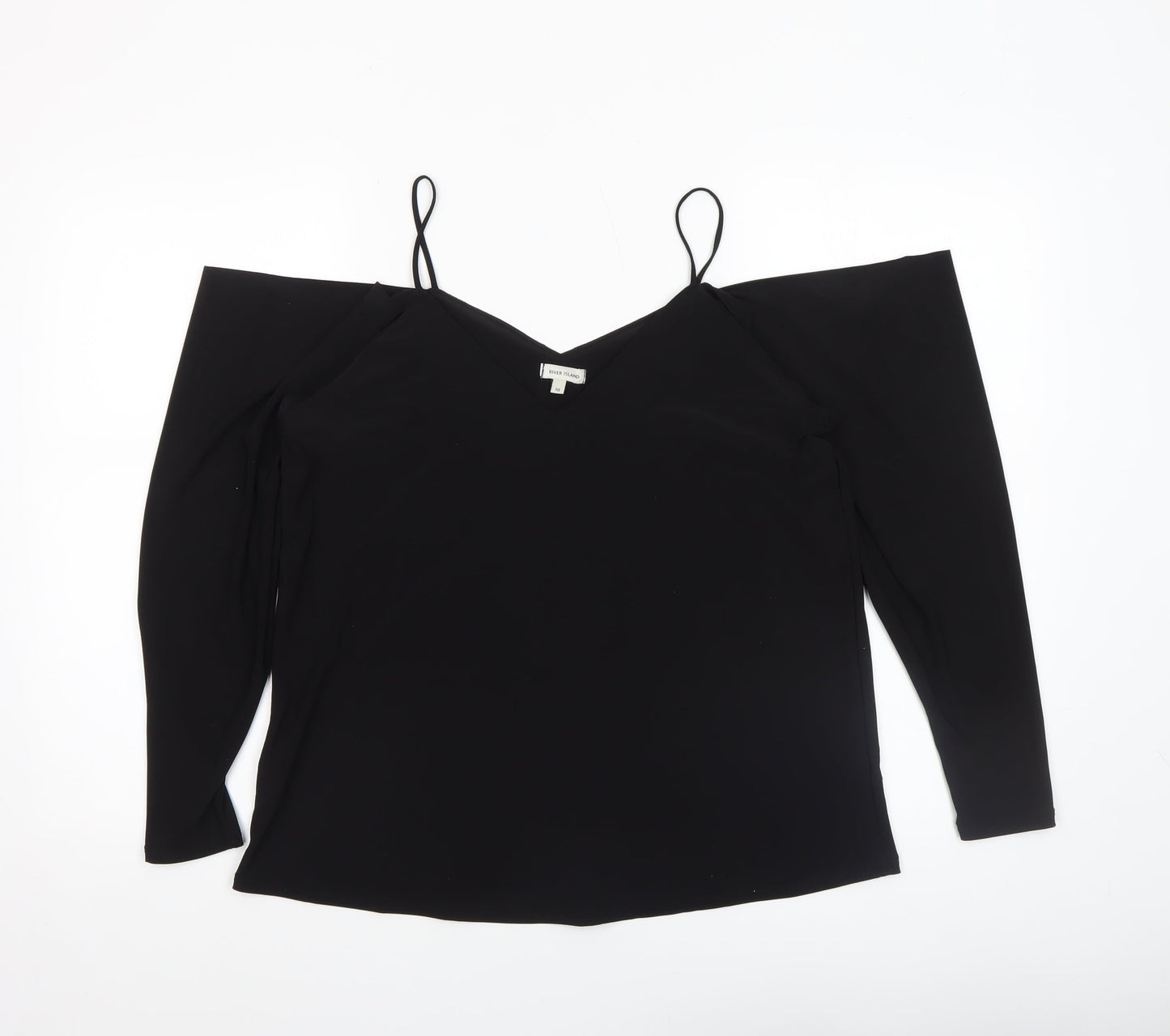 River Island Women Black Cold Shoulder Camisole Blouse Size 10