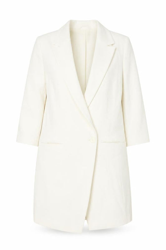 Rochelle Humes Women Ivory Long Blazer Jacket UK 10 Single-Breasted