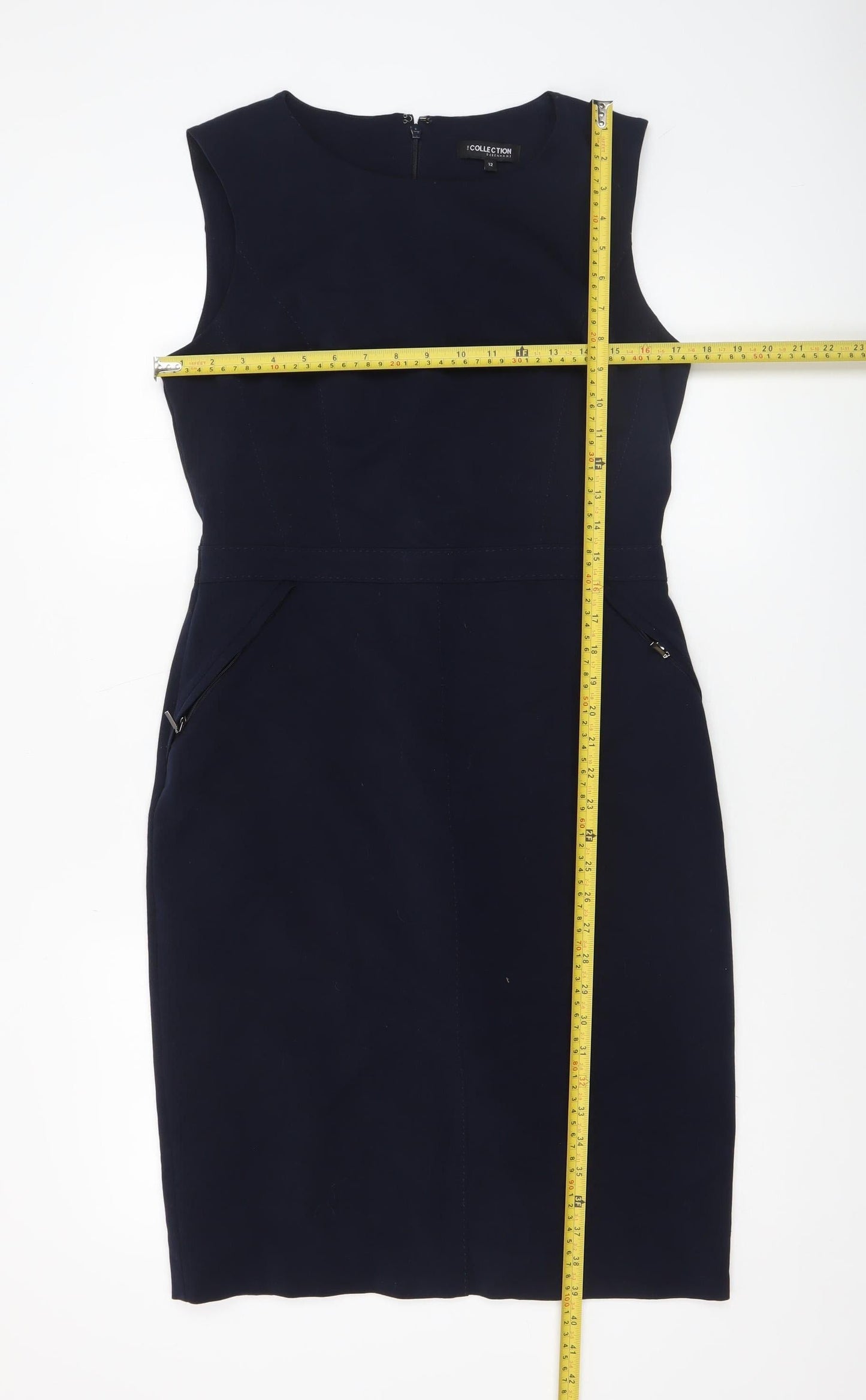 Debenhams Women’s Blue Sleeveless Sheath Work Dress Size 12