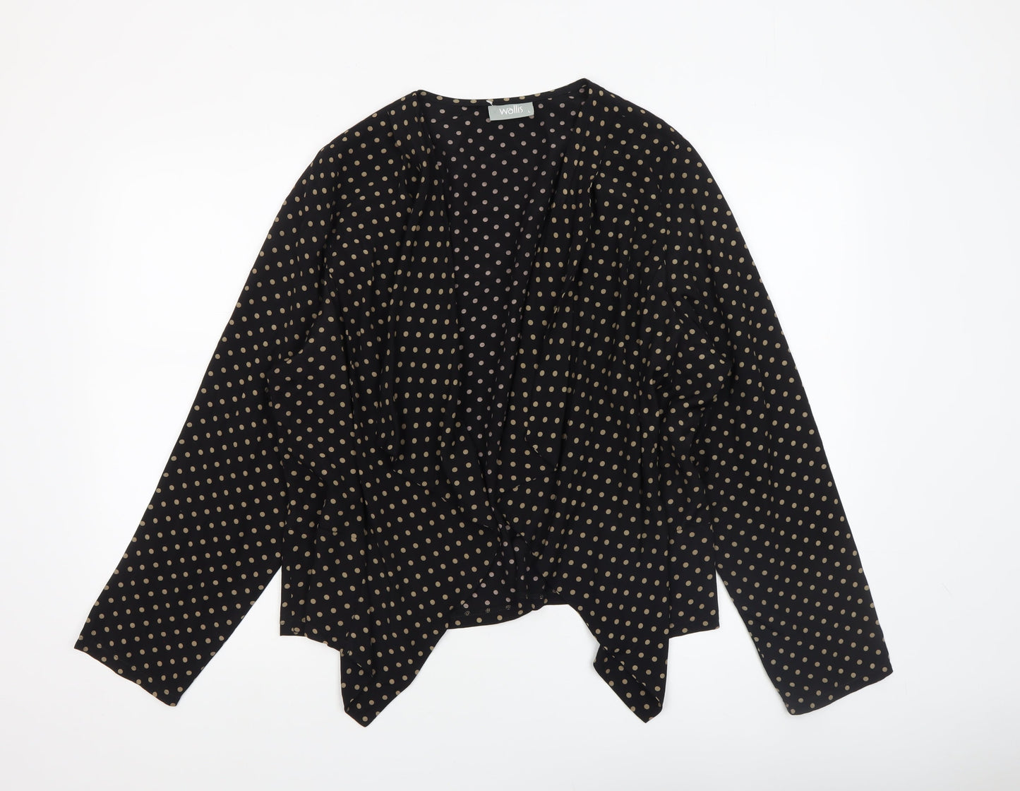 Wallis Women Black Polka Dot Open Front Lightweight Jacket L