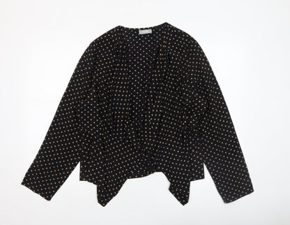 Wallis Women Black Polka Dot Open Front Lightweight Jacket L