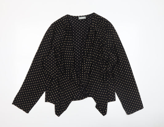 Wallis Women Black Polka Dot Open Front Lightweight Jacket L